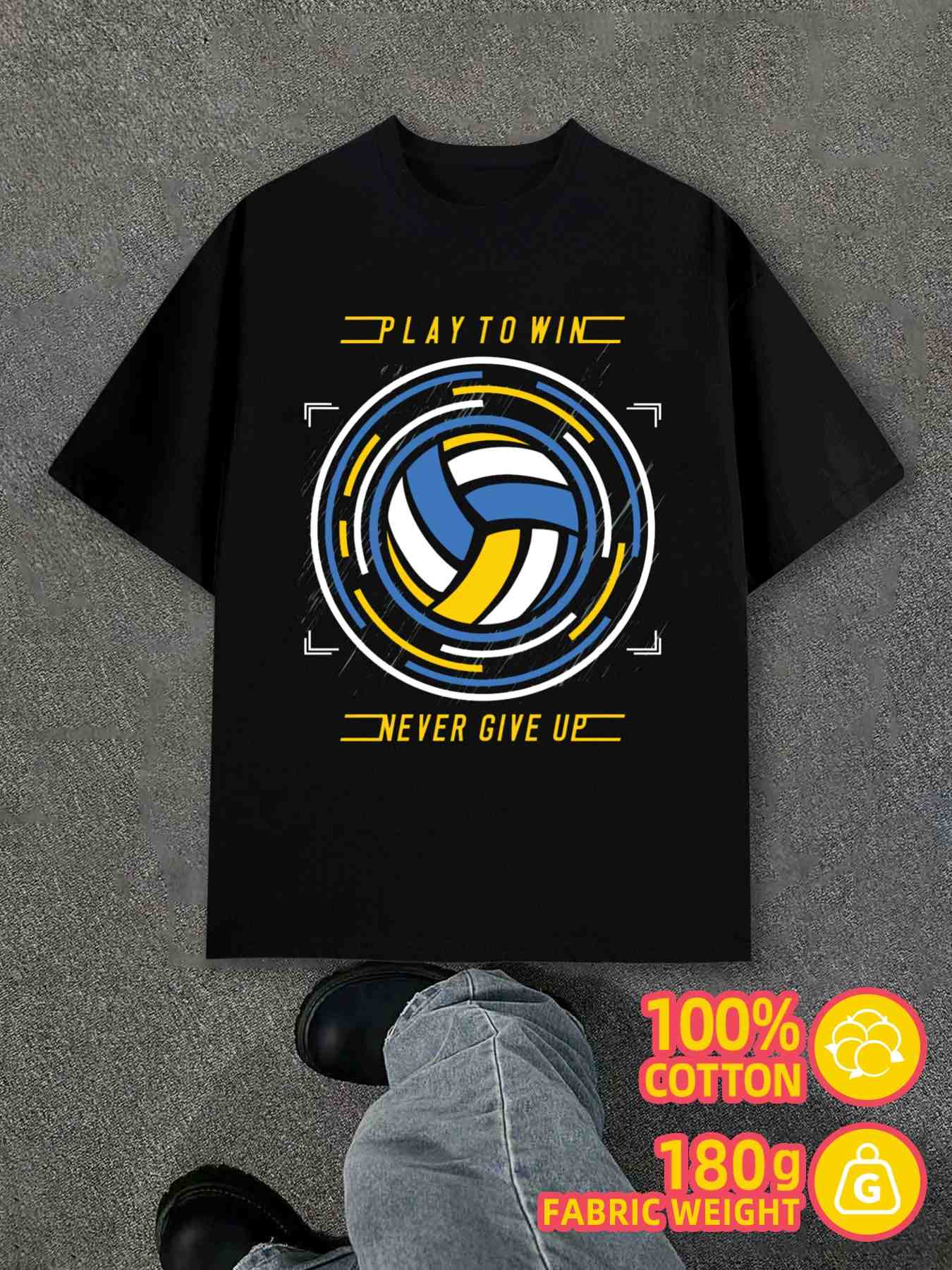 Men s T-Shirt Y2K Volleyball Motivational Regular Fit M