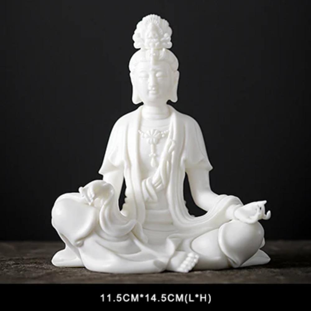 

PINNY Белый фарфоровый орнамент Гуаньинь Керамика Статуэтки Куаньинь Буддийское украшение Статуэтка Украшения для дома Аксессуары
