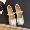 French Great-looking Flat-soled Silver Single Shoes Women's New Summer Skirt Mary Jane Shoes Ballet Evening Shoes