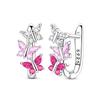 Luxury 925 Silver Pink Bowknot Stud Earrings Diamond Flower Heart Hoop Earrings for Women Sweet Fine Jewelry Gift