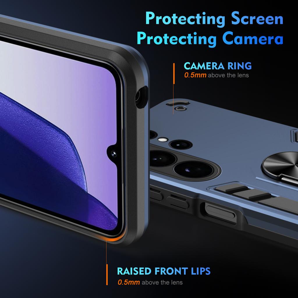 Magnetic Metal Ring Phone Case For Samsung S26 Ultra S25 Plus S24 S23 A36 A56 A17 A07 Silicone Lens Protector Shockproof Cover