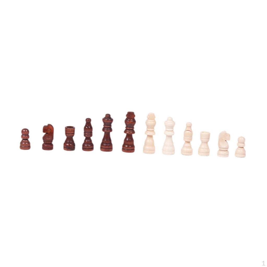 32 Pieces Wooden Chess Set Educational Figures for Club School Office Dorm