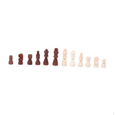 32 Pieces Wooden Chess Set Educational Figures for Club School Office Dorm