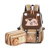 Capybara Flap Backpack with Pencil Case Fashion Casual Nylon Cute Bag Large Capacity Bookbag Animal Cartoon Daypack for Teens