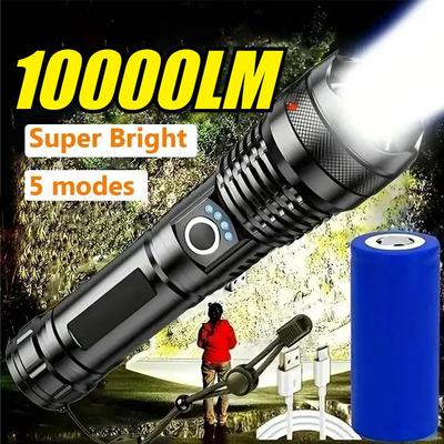 Hochleistungs-LED-Taschenlampe Wiederaufladbare Taschenlampe LED-Laterne Ultra-Leistungsstarke Taschenlampe mit USB-Aufladung Outdoor