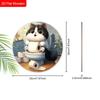 Wooden Hanging Decorative Sign, Toilet Decoration, 2D Flat Pendant, the Pattern Is a Cat Sitting On the Toilet, a Housewarming Gift for a Friend