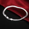 Fine Silver Color Bracelet 8 Inches 6MM Side Chain Bracelet for Women Men Fashion Wedding Party Gift Jewelry Accessories