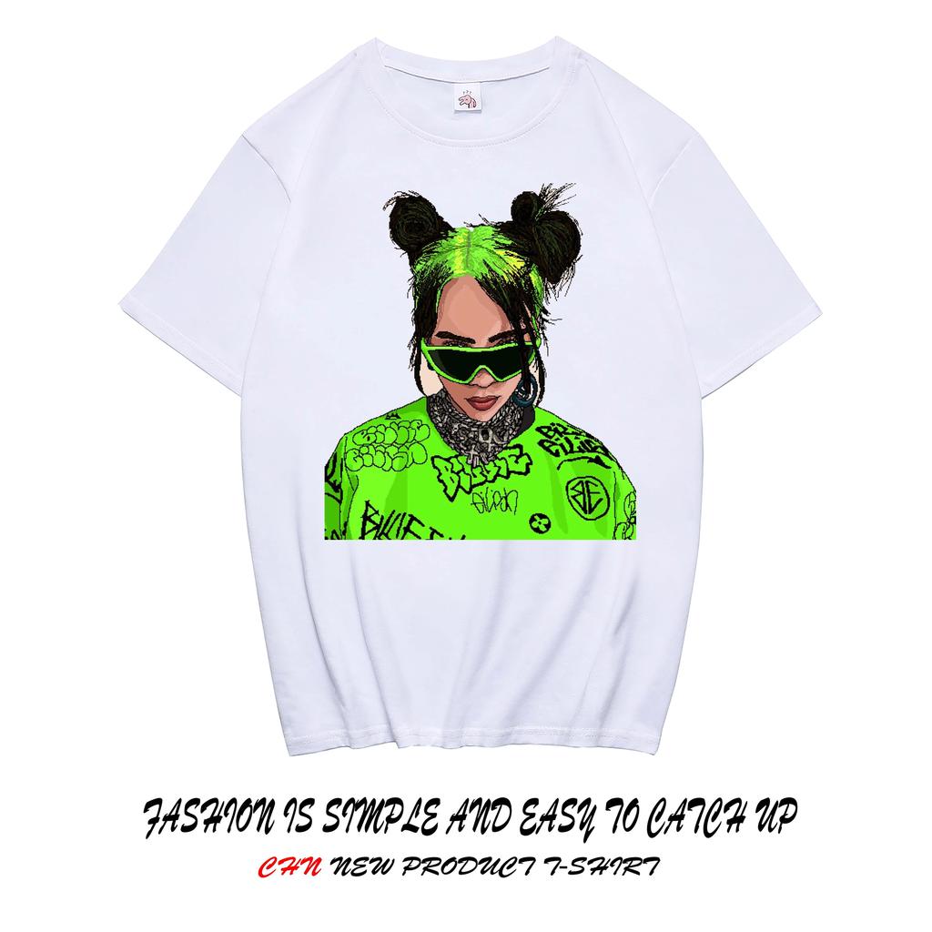 Billie Eilish Çevre Birimleri Grafik Baskılı Kısa Kollu Gömlek Erkek Kadın Bol Günlük Üstler Oversize Pamuklu Sokak Giyimi Y2K Tarzı Tişört