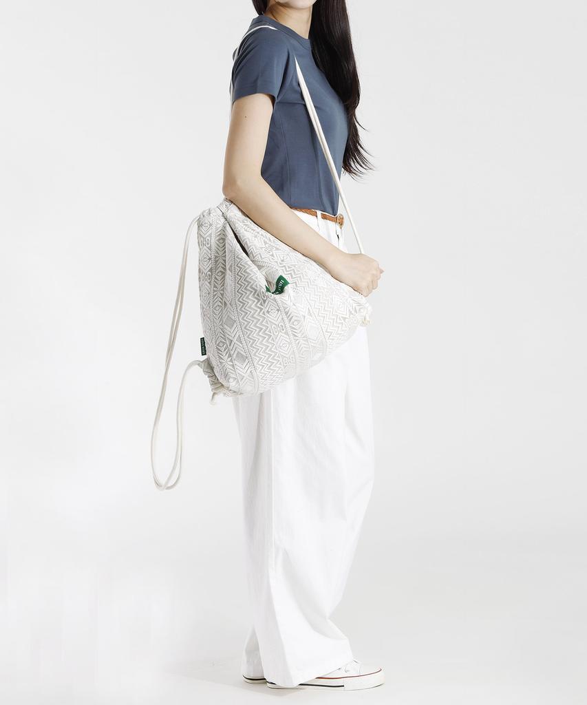 Green Stuff Rope Backpack R3 Ethnic Embroidered Lace - Ivory