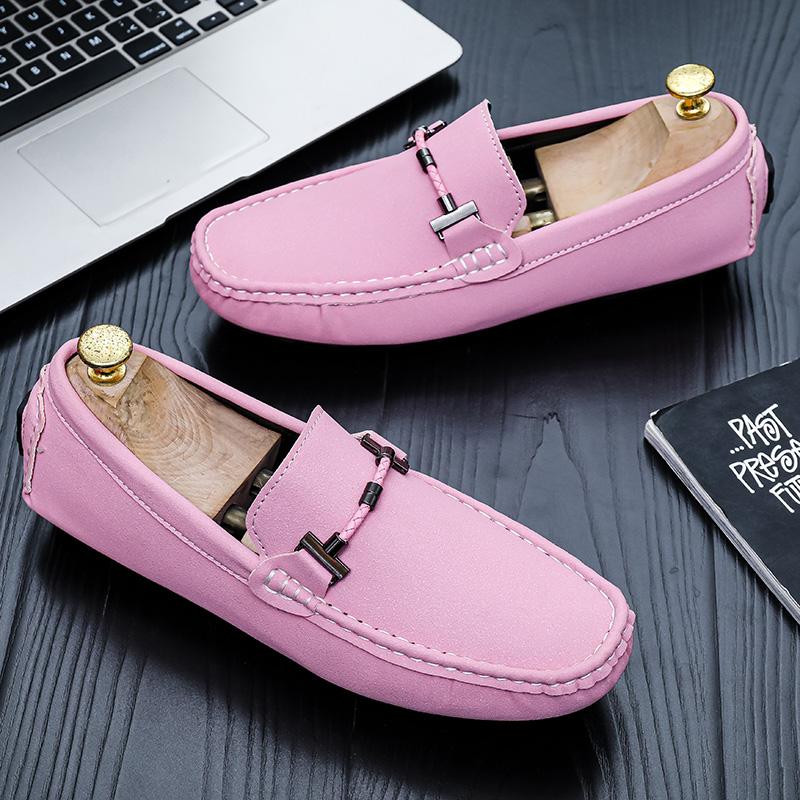 Men Yellow Suede Loafers Horse Bit Buckle Slip on Driving Shoes Casual Business Moccasins Breathable Loafers for Men 39