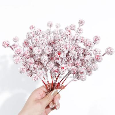 50/12/5Pcs Christmas Decor Artificial Red Fruit Holly Berries Red Berry Branches for Christmas Tree Pendant Wreath Gift Ornament