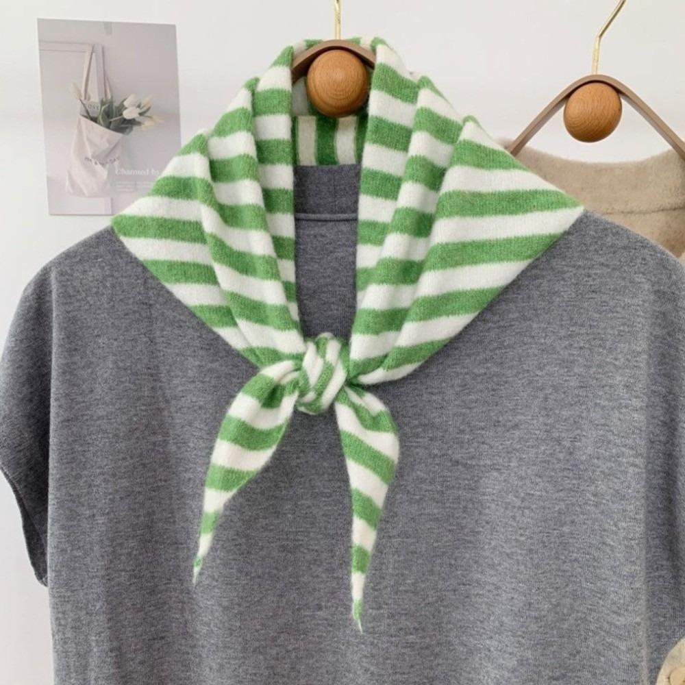 Solid Color Knitted Triangle Scarf Striped False Collar Neck Cover Cross Scarves Girl