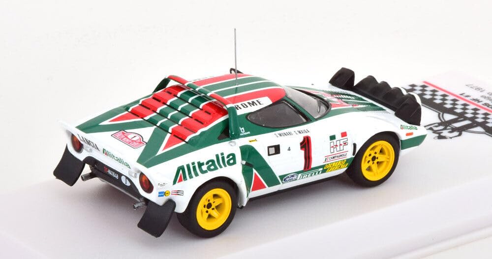 IXO 1/43 Scale Lancia Stratos HF Alitalia #1 Monte Carlo Rally 1977 Winner with Figure, IXO Lancia Stratos Munari/Maiga Diecast Car [Parallel Import]