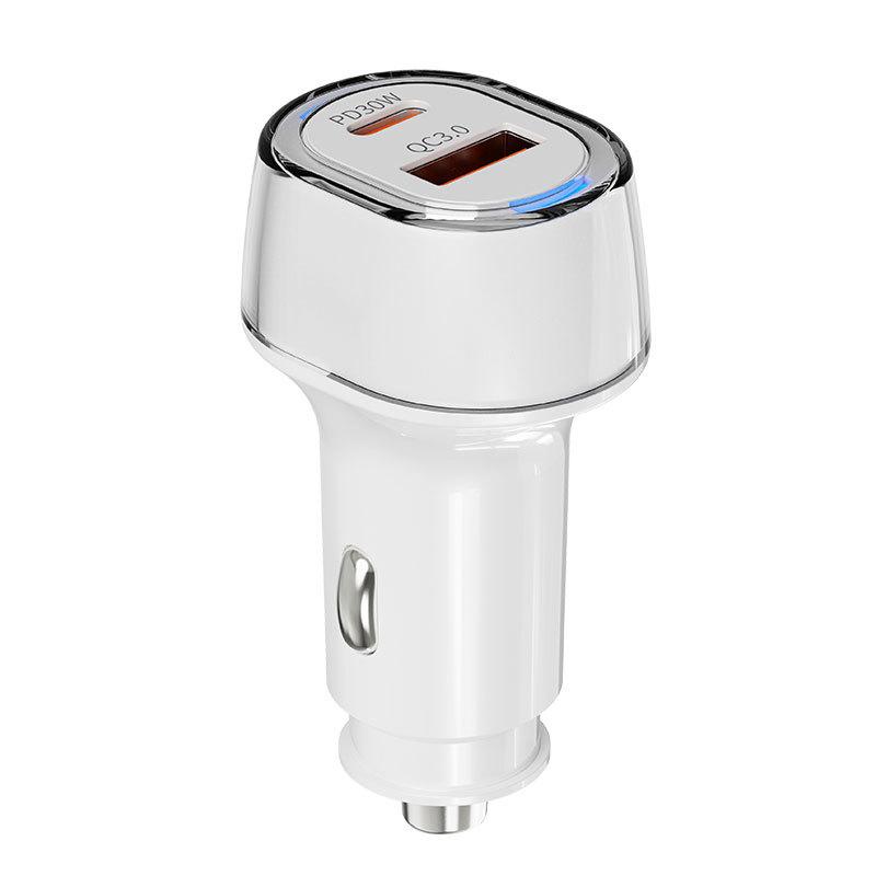 

QC3.0 Car Fast Charger 2 Ports Quick Charge USB Type-C Adapter Quick Charging in Car for Xiaomi Samsung Huawei iPhone 12-24V белый