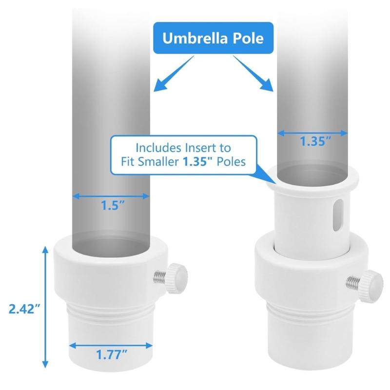 Kippsicherer Sonnenschirmständer Halter Adapter Stabilisator Geeignet für 1,5 Zoll bis 1,35 Zoll Deckhülse Reduziert Bewegung