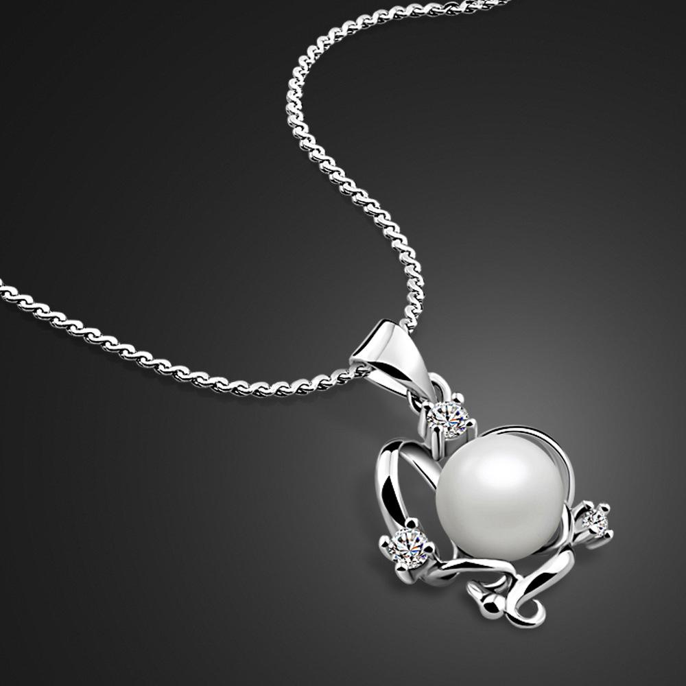 

Moon Kiss Single Pearl Necklace Platinum Plated Women S Elegant Jewelry 41cm