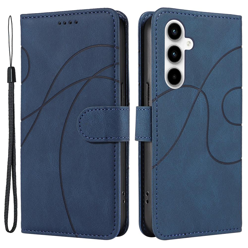 

For Samsung Galaxy A35 5G Leather Case Imprinted Line Phone Wallet Cover Blue