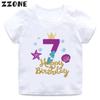 Cute Mermaid Princess Print Girls Clothes 1 2 3 4 5 6 7 8 9 Years Happy Birthday Kids Short Sleeve T Shirt Baby Boys TShirts