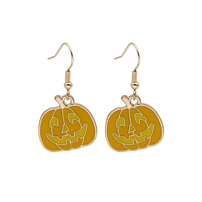 European and American Cartoon Halloween Pumpkin Ghost Earrings: Cute Drip Oil Alloy Design