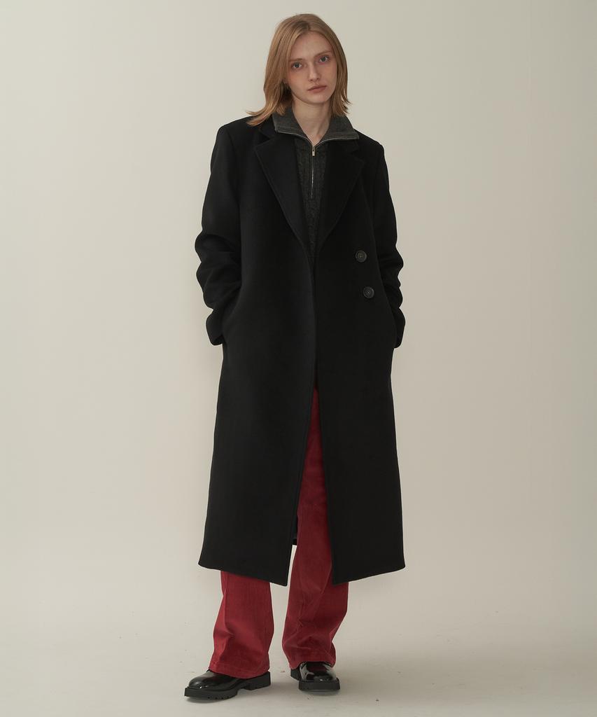 Mott Wool Single Long Coat - Black