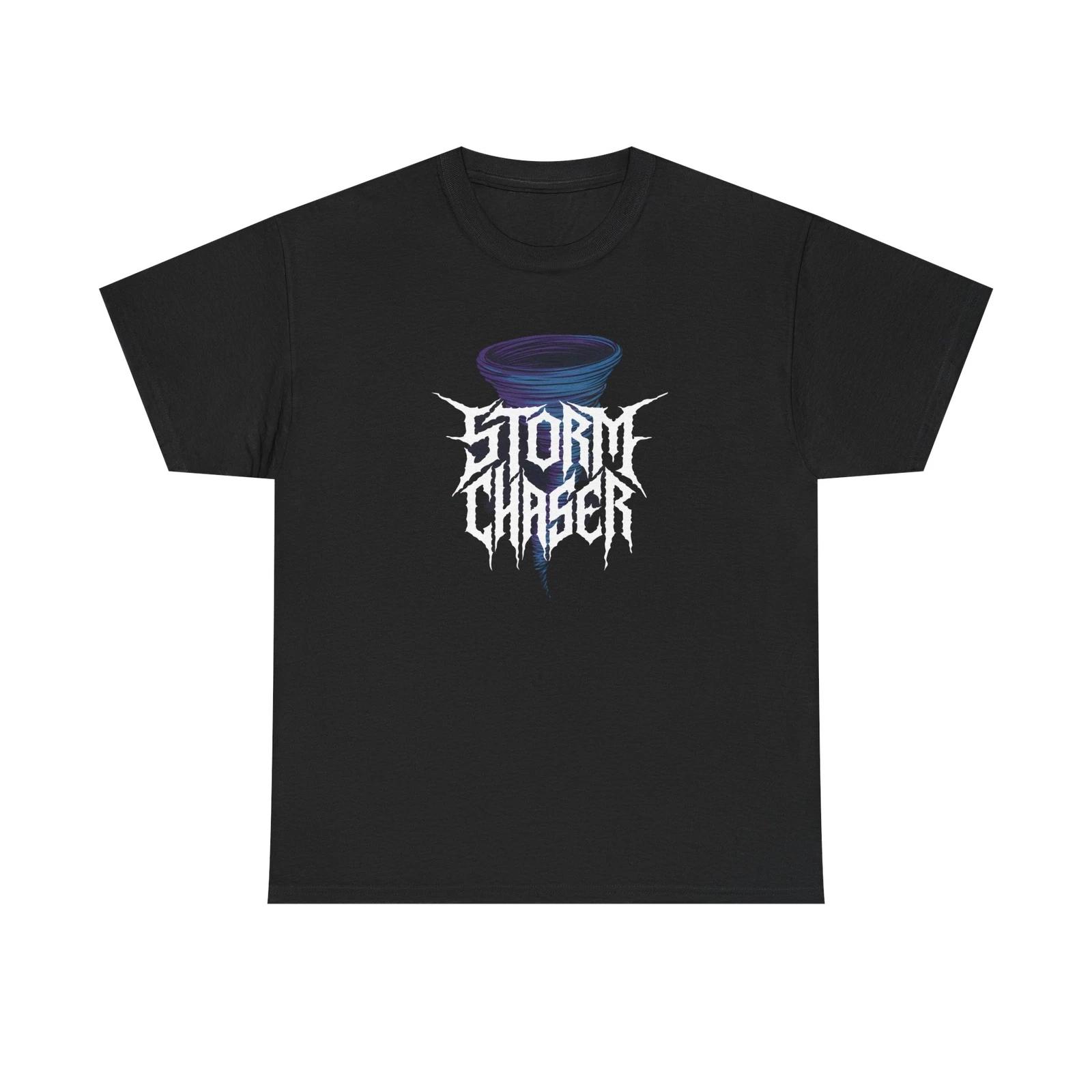Storm Chaser Tee, Death Metal Text, Purple Blue Tornado Shirt S