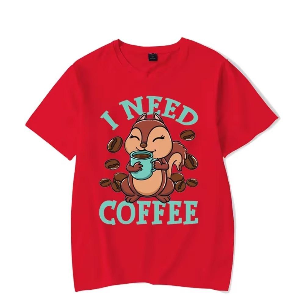 I Need Coffee Graphic Tshirt Funny Lazy Squirrels Tshirt Fashion Harajuku T-shirt Oversize Men Brand T-shirt Hip Hop Tshirt Tops