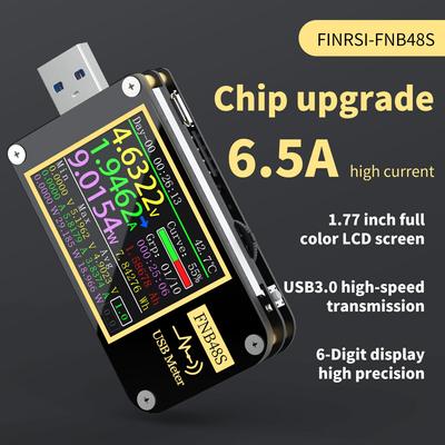 FNB48S PD Trigger Voltmeter, Current Meter & Voltmeter Tester, USB QC4+PD3.0 2.0 PPS Fast Charging Protocol Capacity Test
