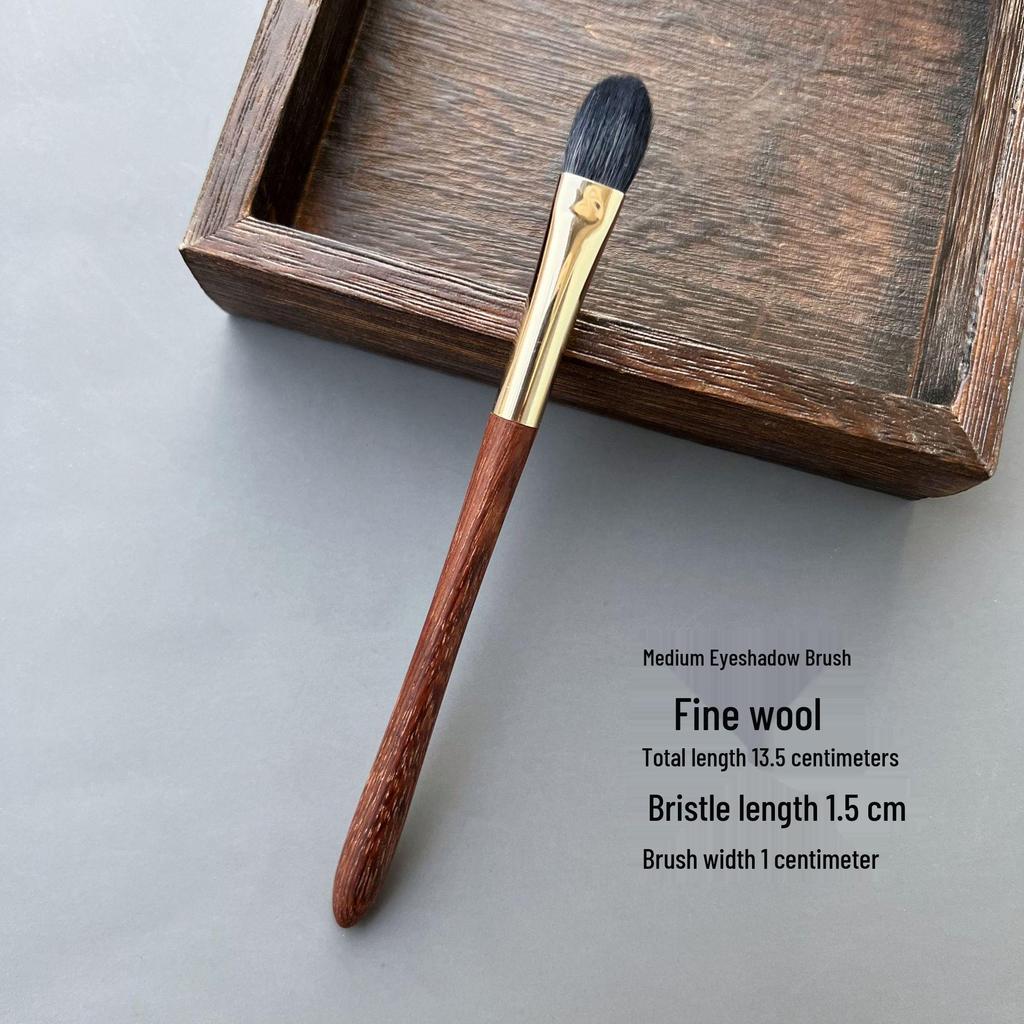 Pearswood Fine-Tipped Wool Eyeshadow Brush: Large Blending and Medium Application with Soft Touch Flame Nose Design.