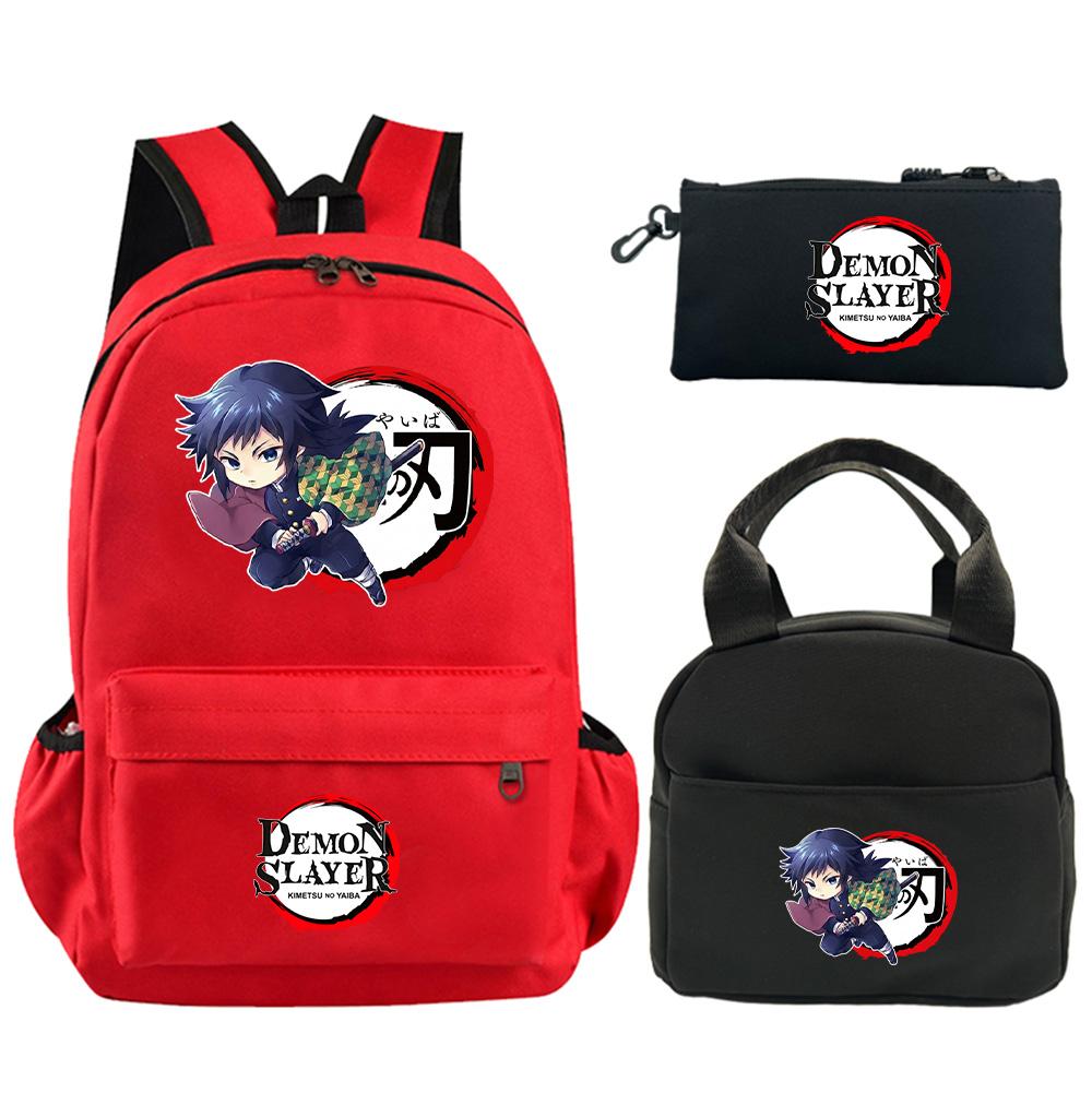 3Pcs/set Anime Demon Slayer Printed Backpack with Shoulder Bag Pencil Case for Teenager Student Boy Girl Large Capacity Waterproof Schoolbag Mochila