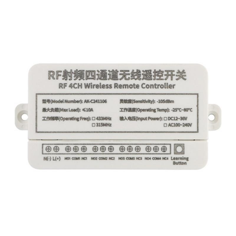 12V 24V 10A 4 Channel Switcher RF Wireless Remote Control System Receiver Transmitter Home Fan Controller Outdoor