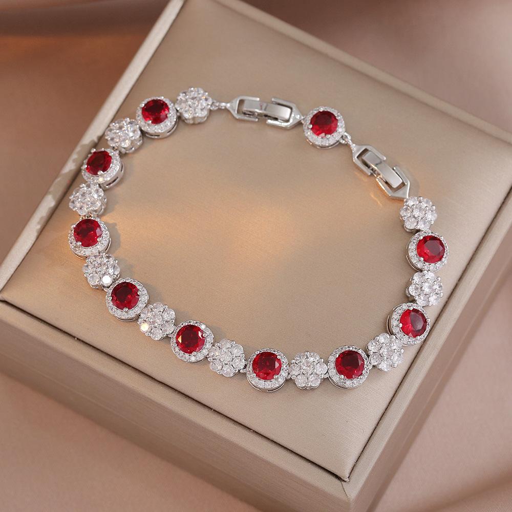 Bracelet Women'S Style Color Micro-Inlaid Zircon Bracelet Design Simple Temperament Women'S Emerald Bracelet