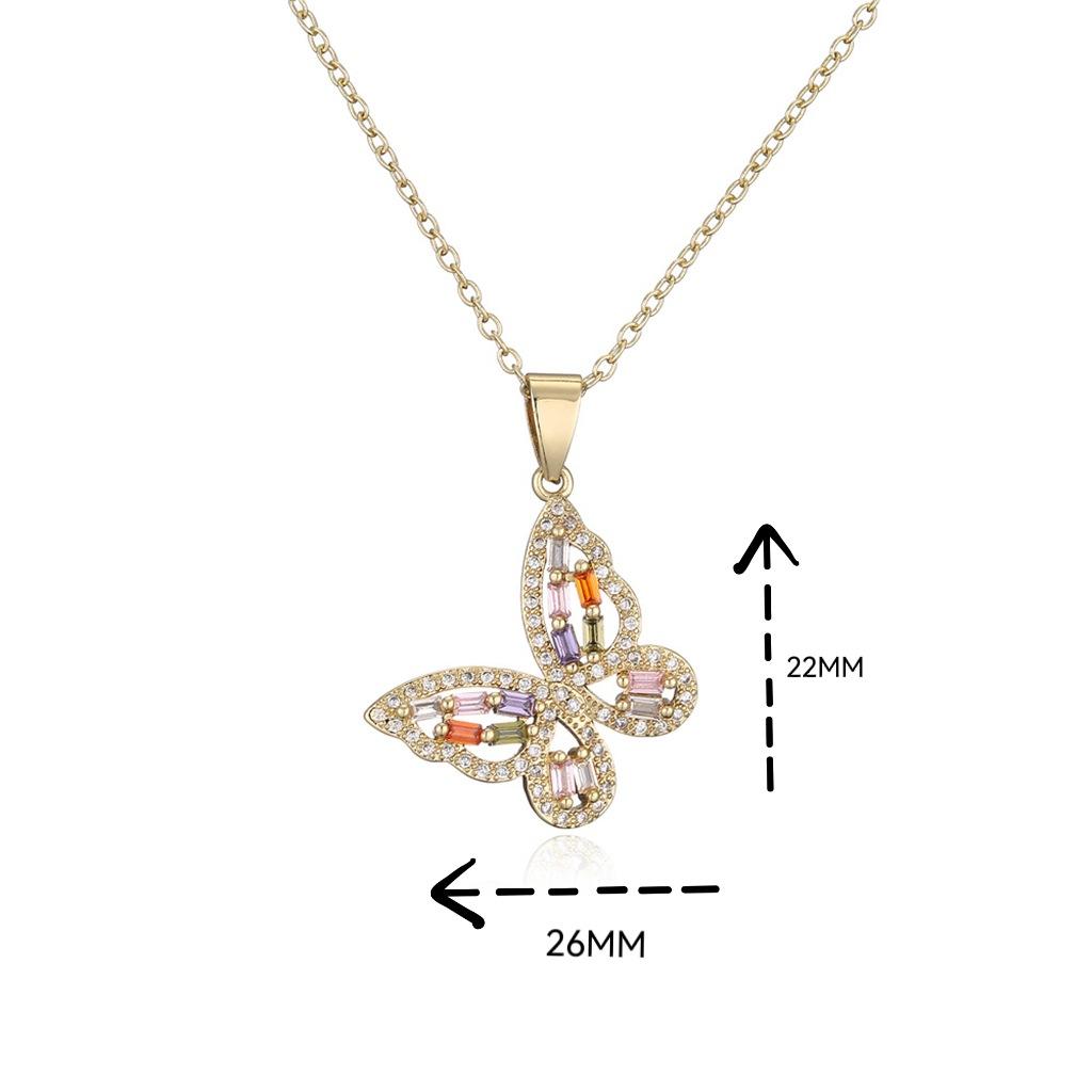Personality Hip Hop Butterfly Necklace Color Zircon Unique Design Niche Fashion Pendant Jewelry For Young Women