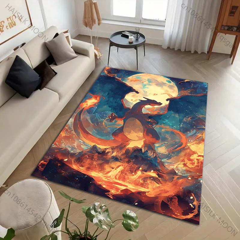 Japanese Anime Pokémon Charizard Printing Carpet for Living Room Bedroom Kid's Room Home Decor Area Rug Sofa Cloakroom Play Mat