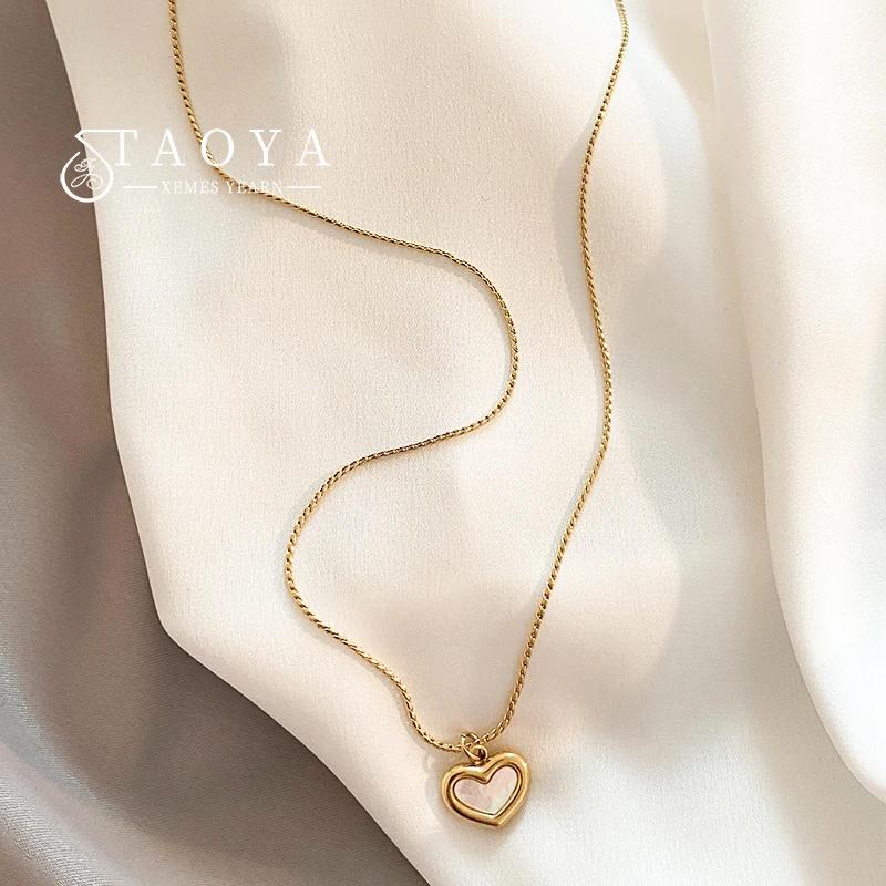 

2026 Valentine s Day Red Heart Pendant Stainless Steel Gold Color Chain Necklace for Women Non Fading Jewelry Sweet Accessories