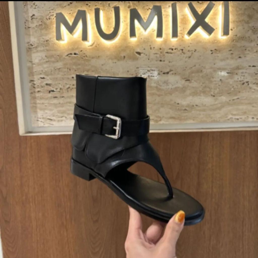 Maillard boots women's new one-pedal short tube toe pinch sandals thick heel western cowboy boots