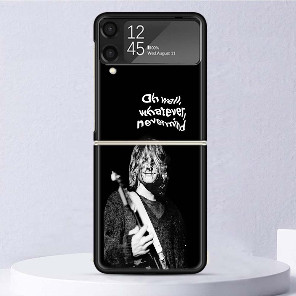 Retro Singer Kurt Cobain Shockproof Case For Samsung Galaxy Z Flip 7 6 5 4 3 5G Phone Cover Z Flip3 Flip4 Flip5 Flip6 Flip7 Shel
