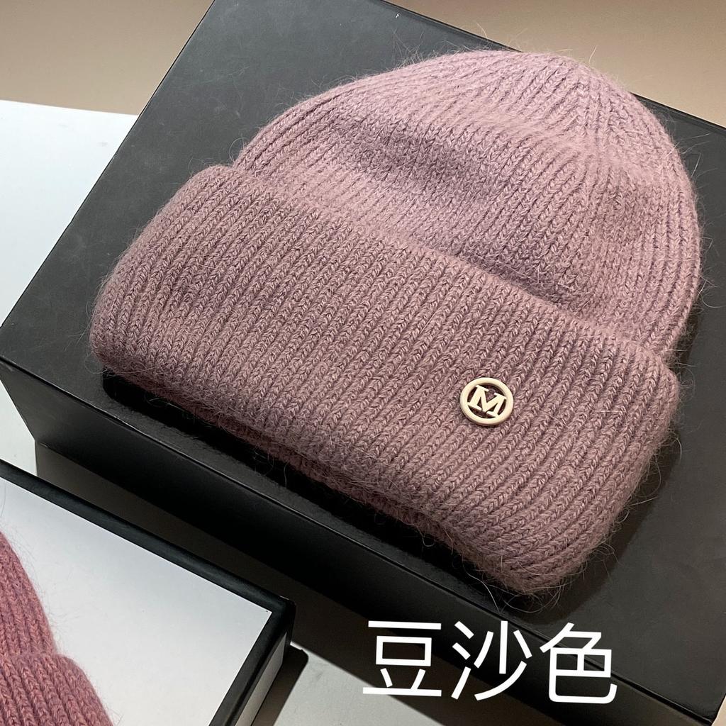 Autumn and winter new rabbit fur knitted hat fashionable soft waxy warm ear protection wool hat ins pullover hat