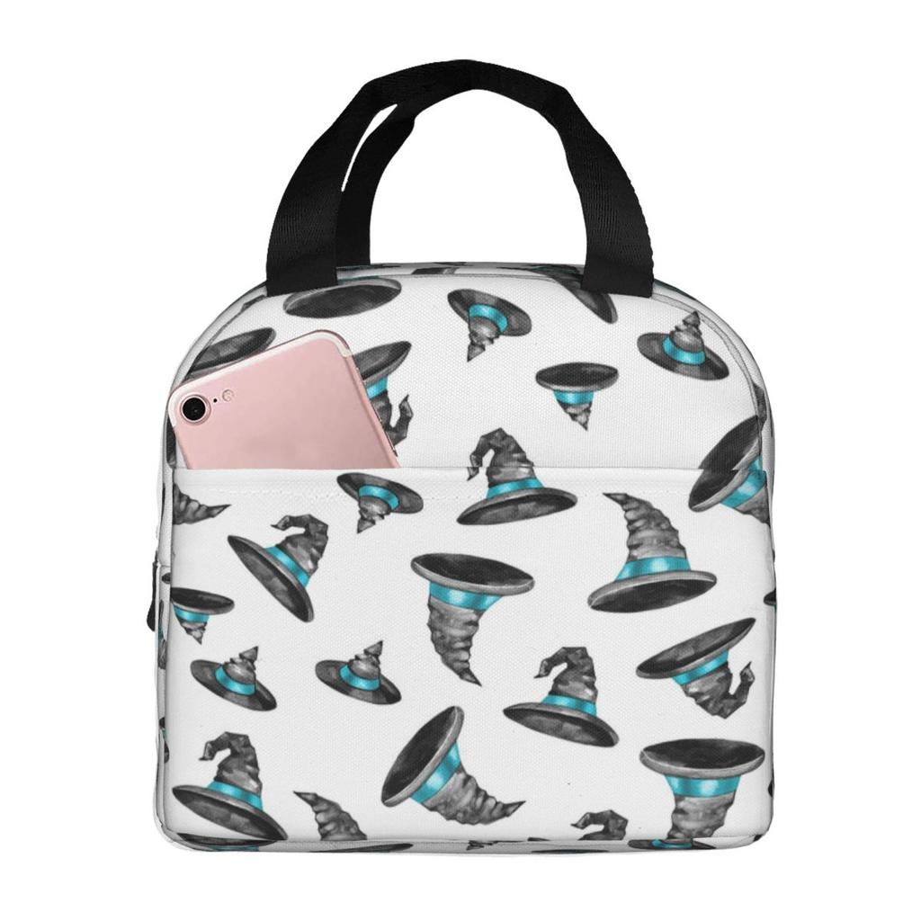 One Arcane Witch Hat Pattern Insulated Lunch Bag for Women Children Portable Food Boxes Thermal Lunch Box Tote