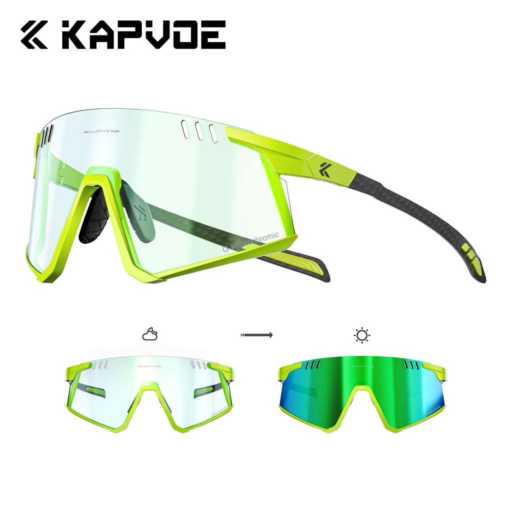 Lunettes de cyclisme Kapvoe Photochromiques UV400 VTT Claires Vélo de montagne Lunettes de soleil de transition pour hommes Femmes Lunettes de sport