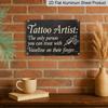 2D Flat 1pc Vaseline Tattoo Artist Sign | Funny Tattoo Quote Wall Art Decor for Studio or Home, Manufactured Aluminium, Vintage Style, Wall Hanging