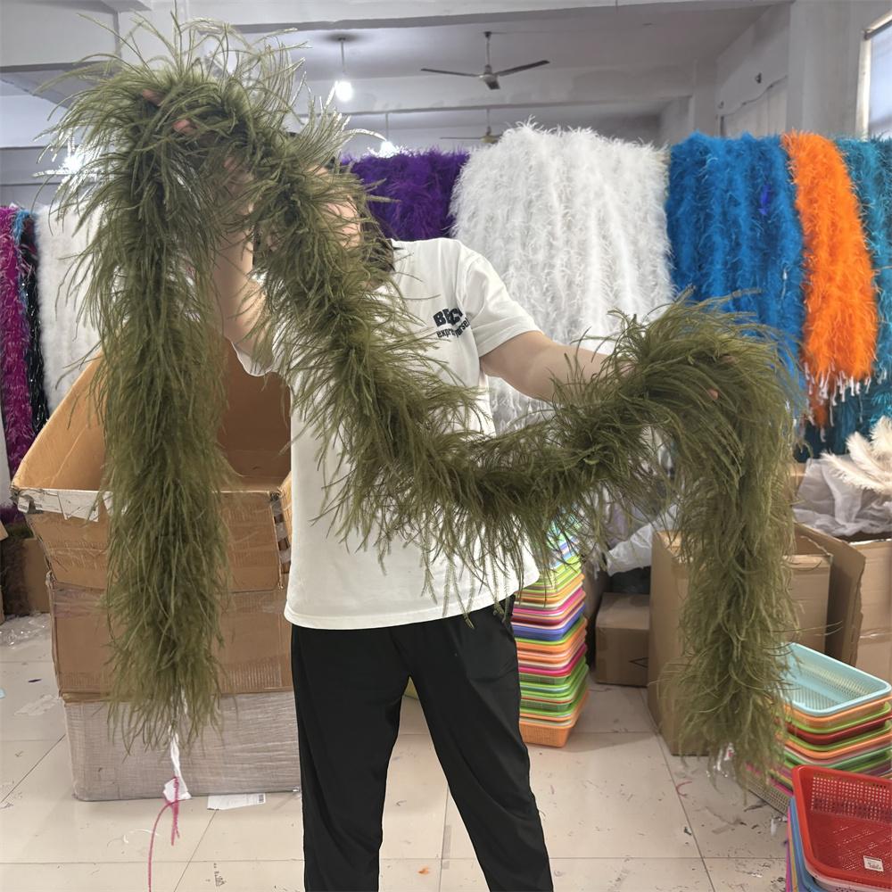 

DIY 8 Ply Ostrich Feather Boas 4M for Craft Party Shawl Wedding Drees Clothes Carnival Stage Decor Fluffy Ostrich Plumes Scarf Trim 0.5Meter 8ply