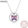 Crystals From Necklace Women Pendants S925 Sterling Silver Jewelry Purple Butterfly Austrian Rhinestone New