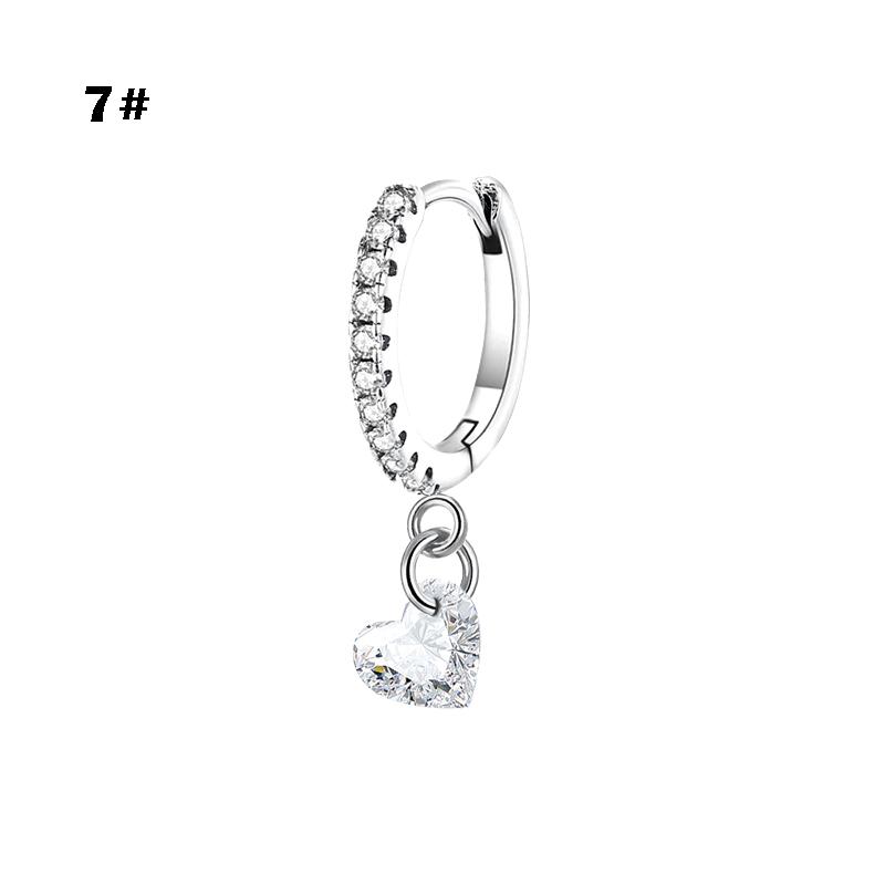 Small Diamond Earrings, Pentagram Drop Zircon Artificial Puncture Jewelry