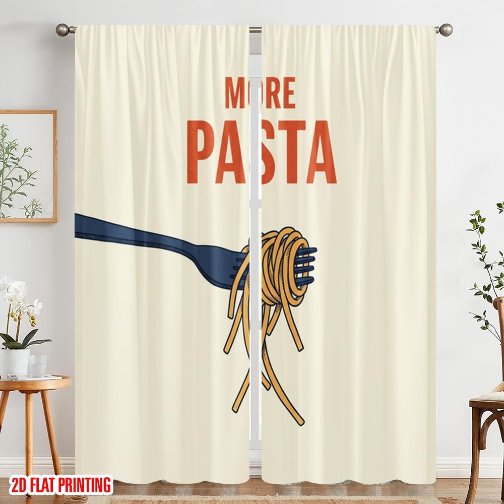 2pcs 2D Flat Printing Drapes Pasta Fork Doodle Fabric Without Electricity 0 for Indoor Celebrations Room Garden