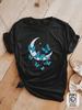 Women Plus Size Summer Crew Neck Short Sleeve Graphic T‑Shirt 100% Cotton Boho Geometric Butterfly Moon Print Casual Tops Multi‑Colors
