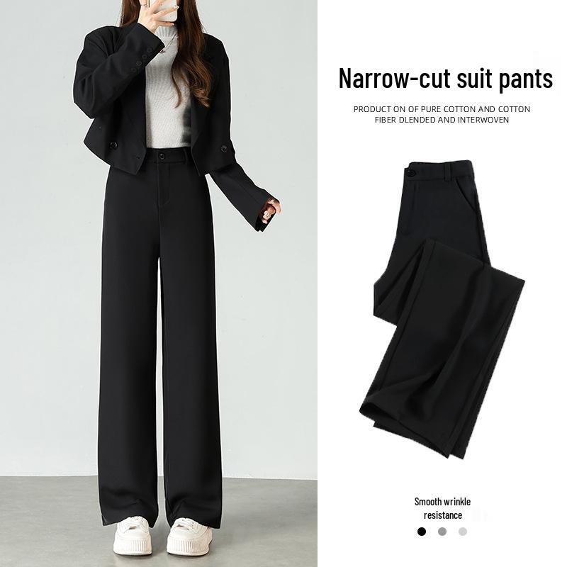 Damen Schwarze Schlankmachende High-End Weitbein Anzughose - Frühjahr 2025 Kollektion