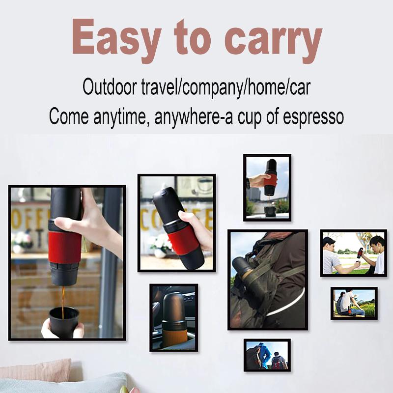 Portable Hand-Operated Espresso Machine, Electric Espresso Cup, Outdoor Coffee Maker for Powder & Capsule