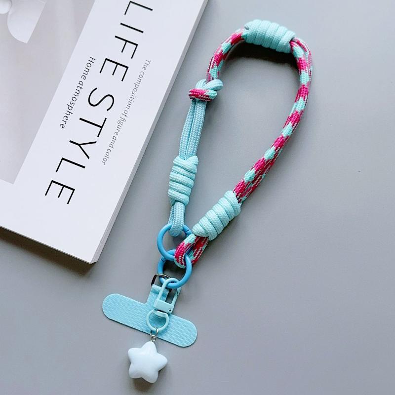 1 Piece Star Pendant Wrist Rope Cartoon Cute Mobile Phone Hanging Rope Adjustable Short Braided Rope Keychain For Men And Women