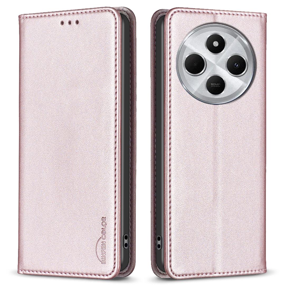 

BINFEN COLOR BF18 For Xiaomi Poco C75 4G/Redmi 14R 5G/14C 4G Case PU Leather Card Holder Phone Cover Rose Gold
