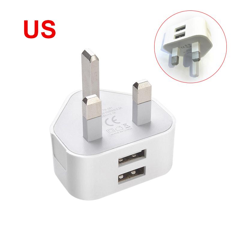 UK/EU/US 1Pin 2Pin 3Pin Wall Charger Plug Adapter 1/2/3 USB Ports Travel Charging Cable Converter Socket Power Cord Outlet
